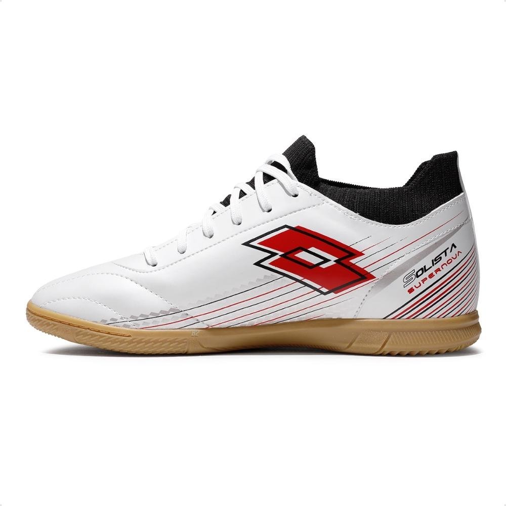 Chuteira Futsal Lotto Solista Supernova Masculina Branco/Vermelho 2