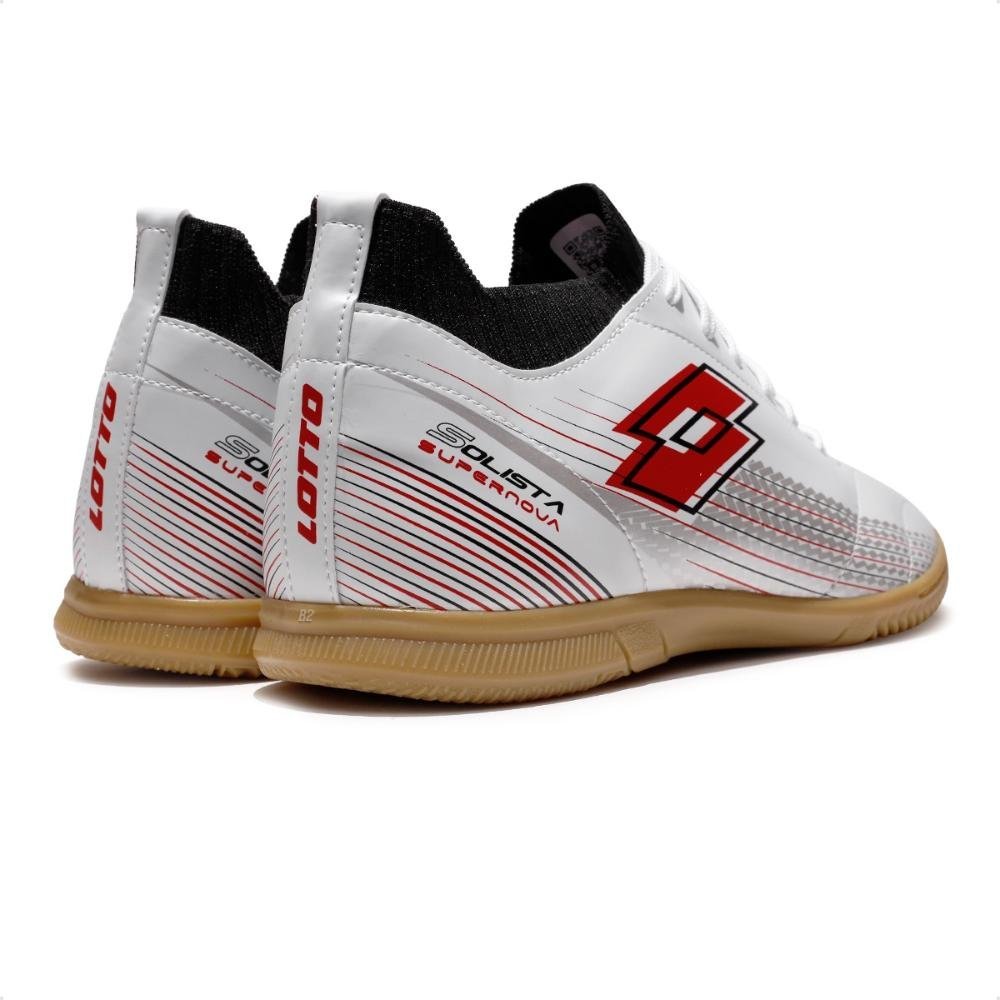 Chuteira Futsal Lotto Solista Supernova Masculina Branco/Vermelho 5