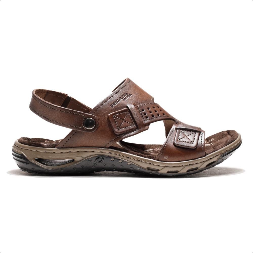 Sandália Pegada Tiras Masculina Marrom 1