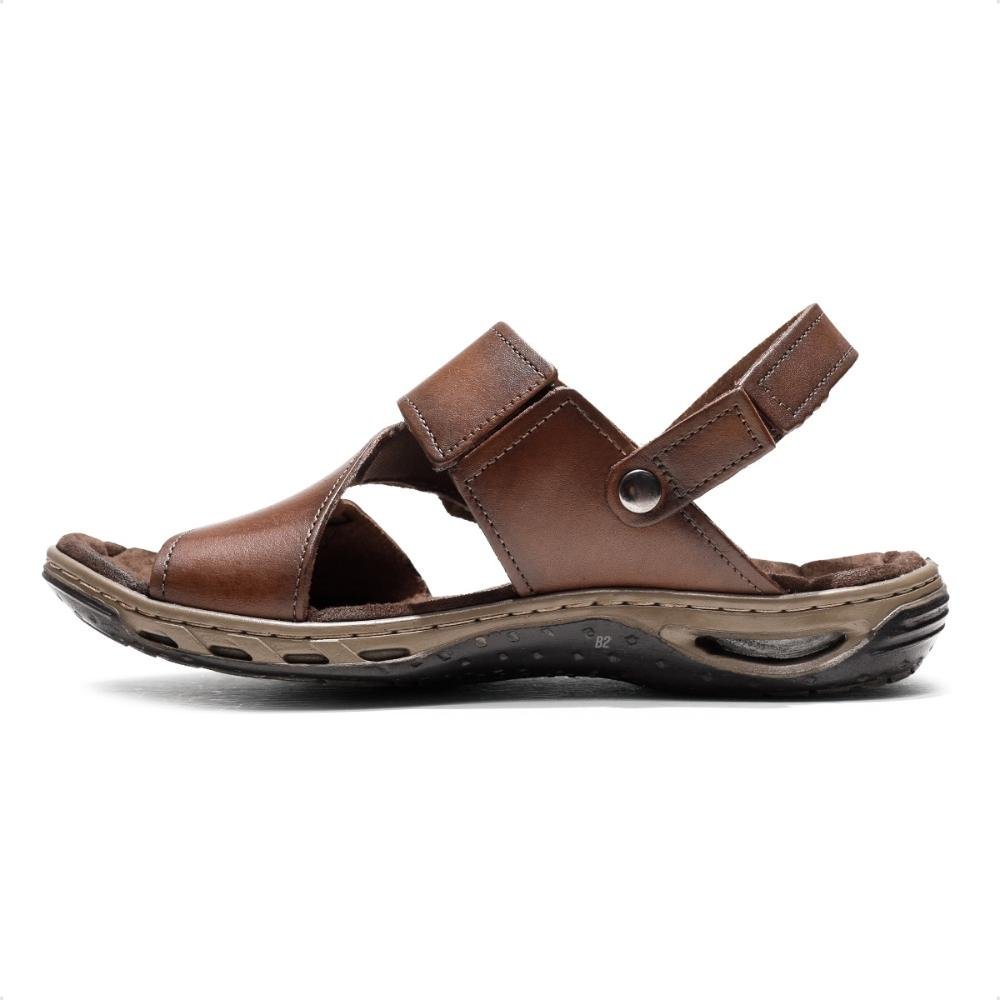 Sandália Pegada Tiras Masculina Marrom 2