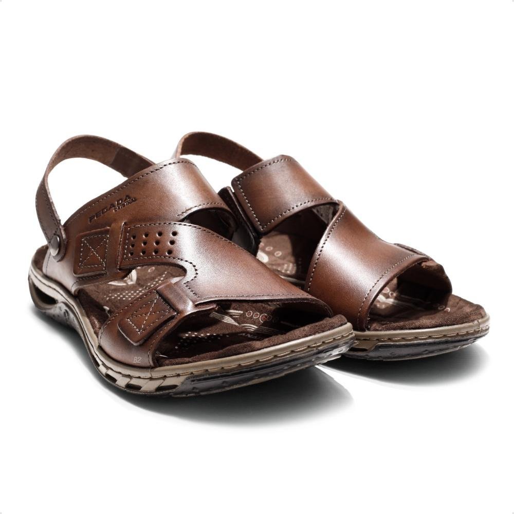 Sandália Pegada Tiras Masculina Marrom 3