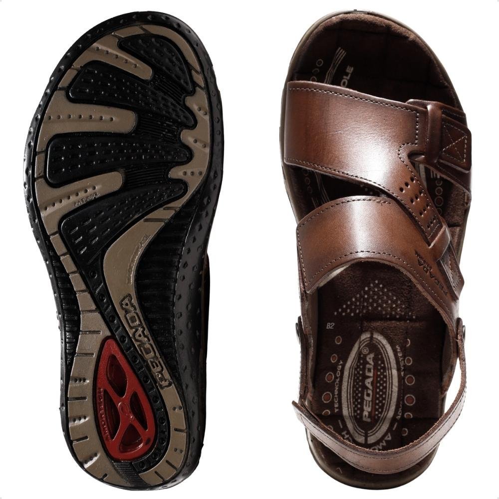 Sandália Pegada Tiras Masculina Marrom 6