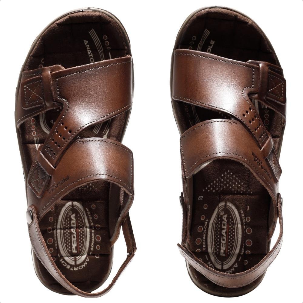 Sandália Pegada Tiras Masculina Marrom 7