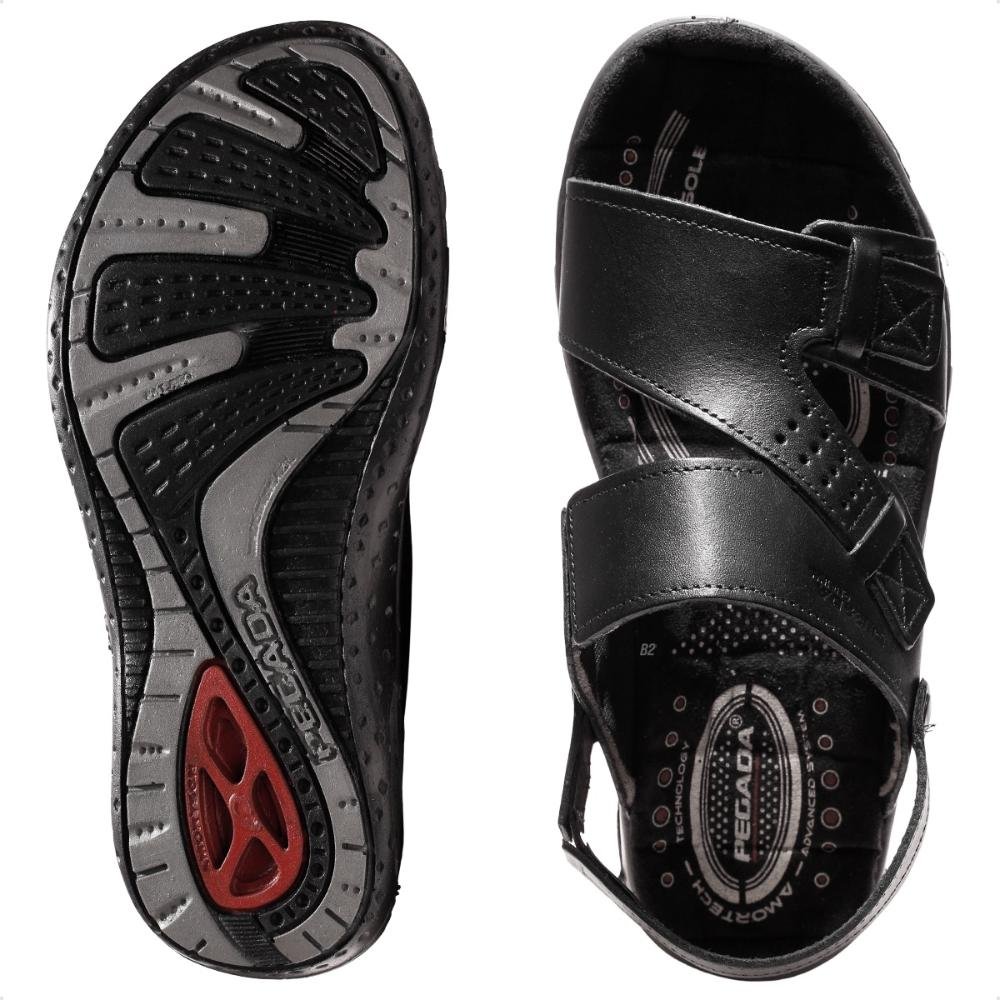 Sandália Pegada Tiras Masculina Preto 6