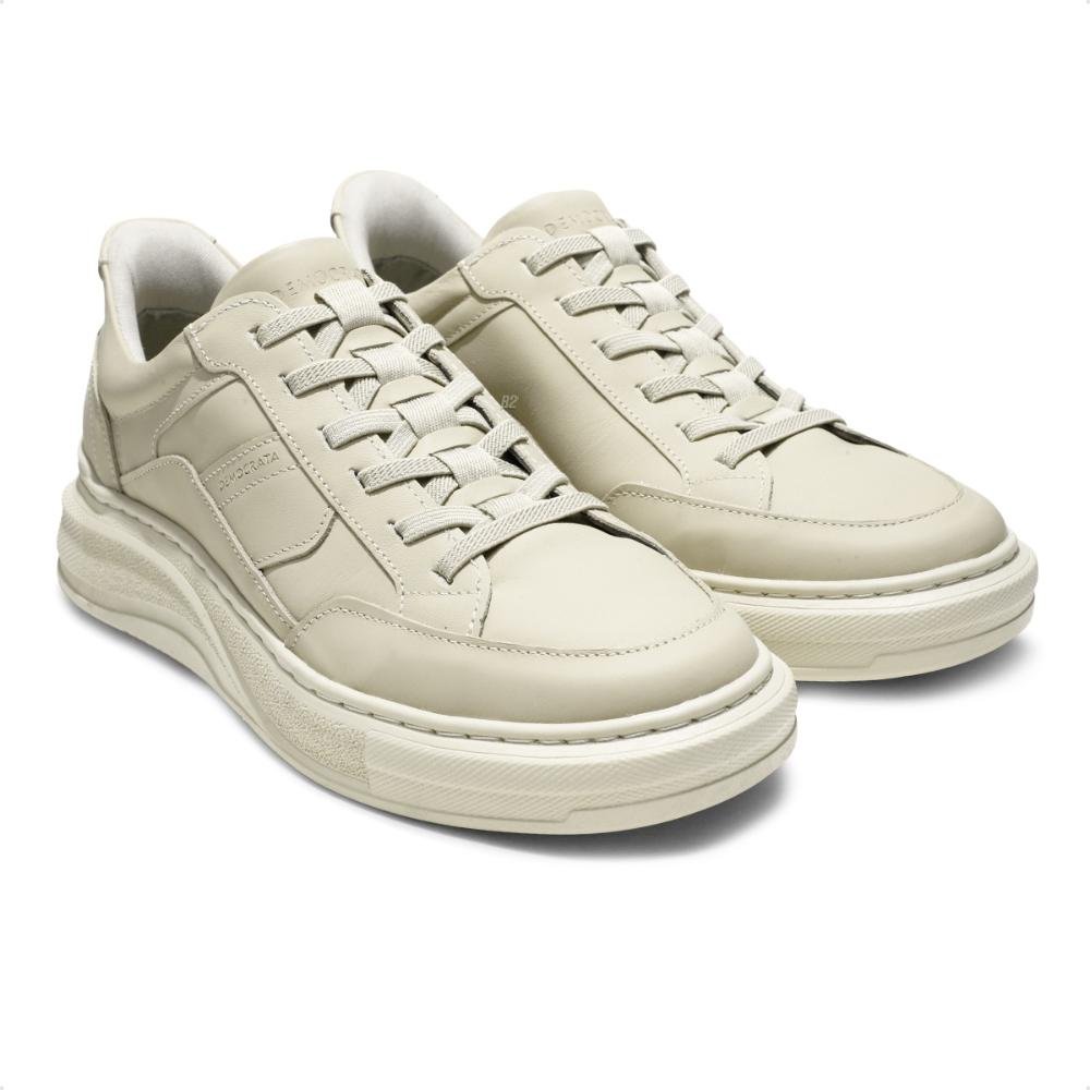Sapatênis Democrata Pace Calce Fácil Casual Masculino Bege/Creme