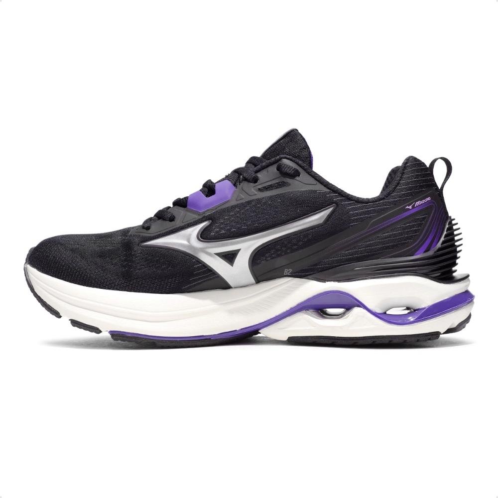 Tênis Mizuno Wave Dynasty 7 Feminino Preto/Roxo 2