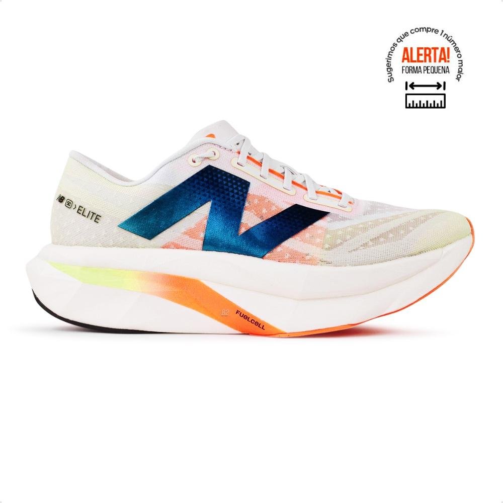 【中古】FuelCell SuperCompElitev4 Tenis New Balance Fuelcell Supercomp Elite V4 Masculino Bege/Laranja