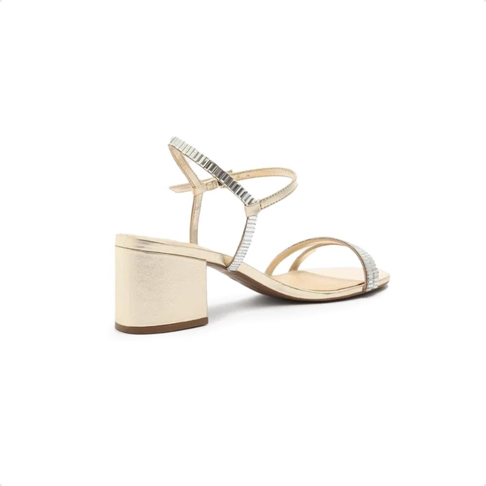 Sandália Arezzo Salto Bloco Pedraria Special Occasion Dourado/Prata 3