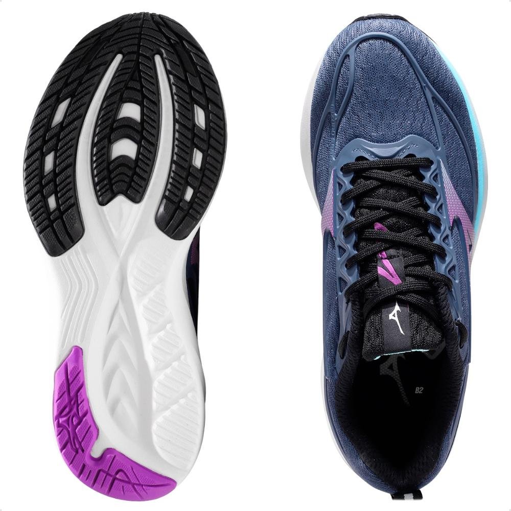 そら Tênis Mizuno Space 5 Feminino Azul Marinho/Lilás