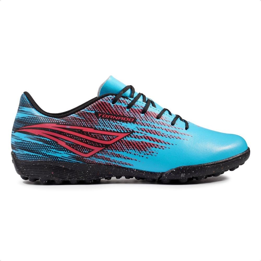 Chuteira Society Penalty Tornado Masculina Azul/Coral 1