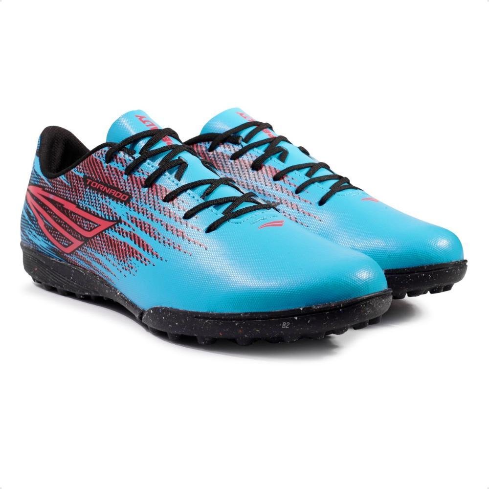 Chuteira Society Penalty Tornado Masculina Azul/Coral 3