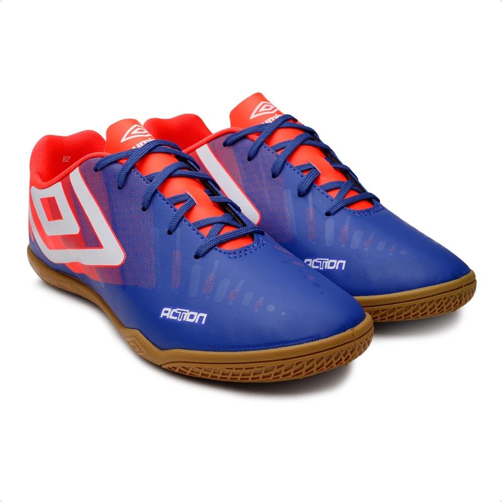 Chuteira Futsal Umbro Action Masculino Azul/Vermelho 3