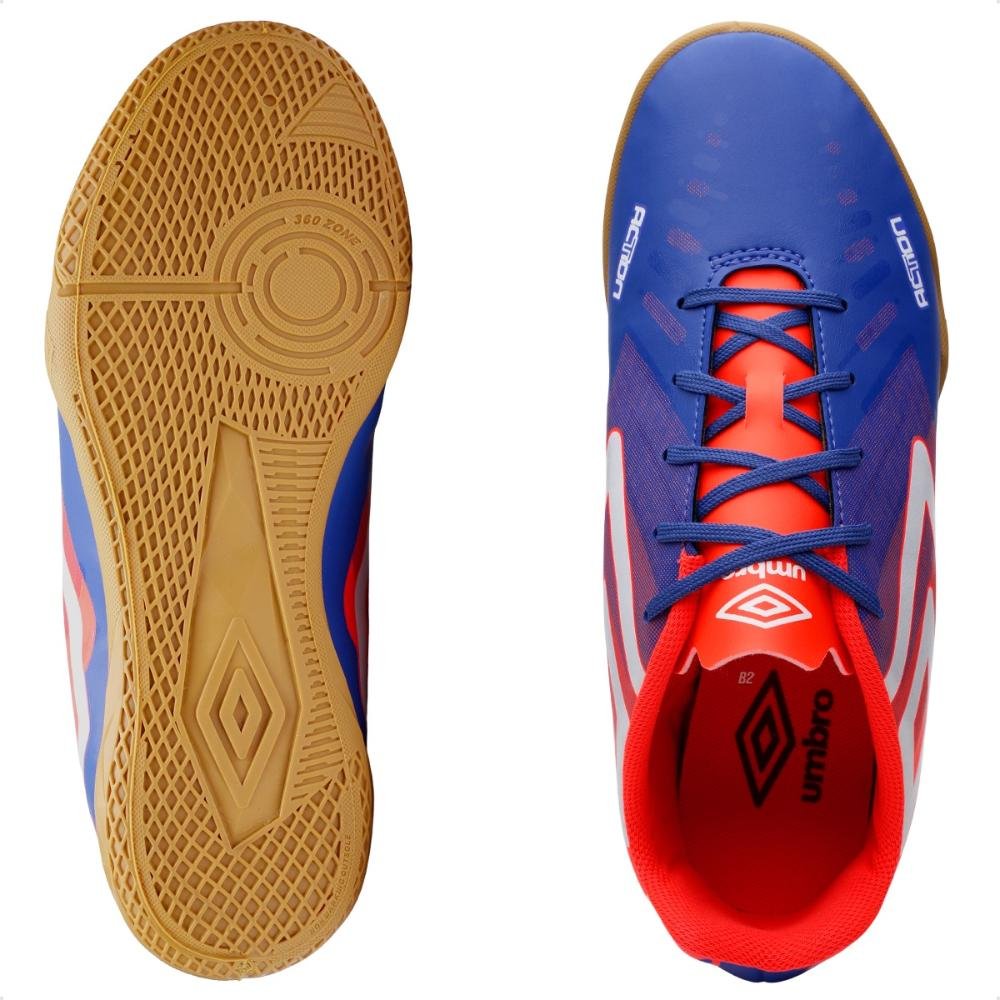 Chuteira Futsal Umbro Action Masculino Azul/Vermelho 6