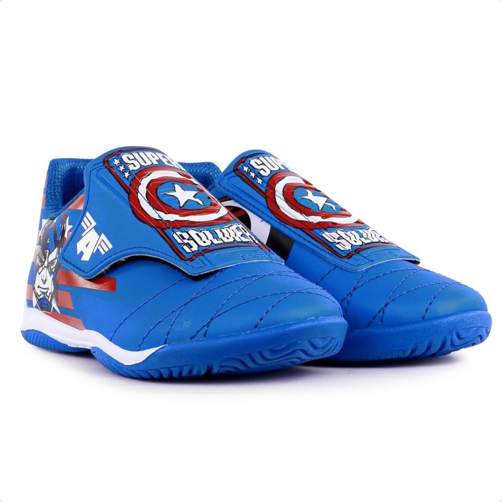 Chuteira Futsal Dray Original Sem Cadarço Infantil Azul/Vermelho 3