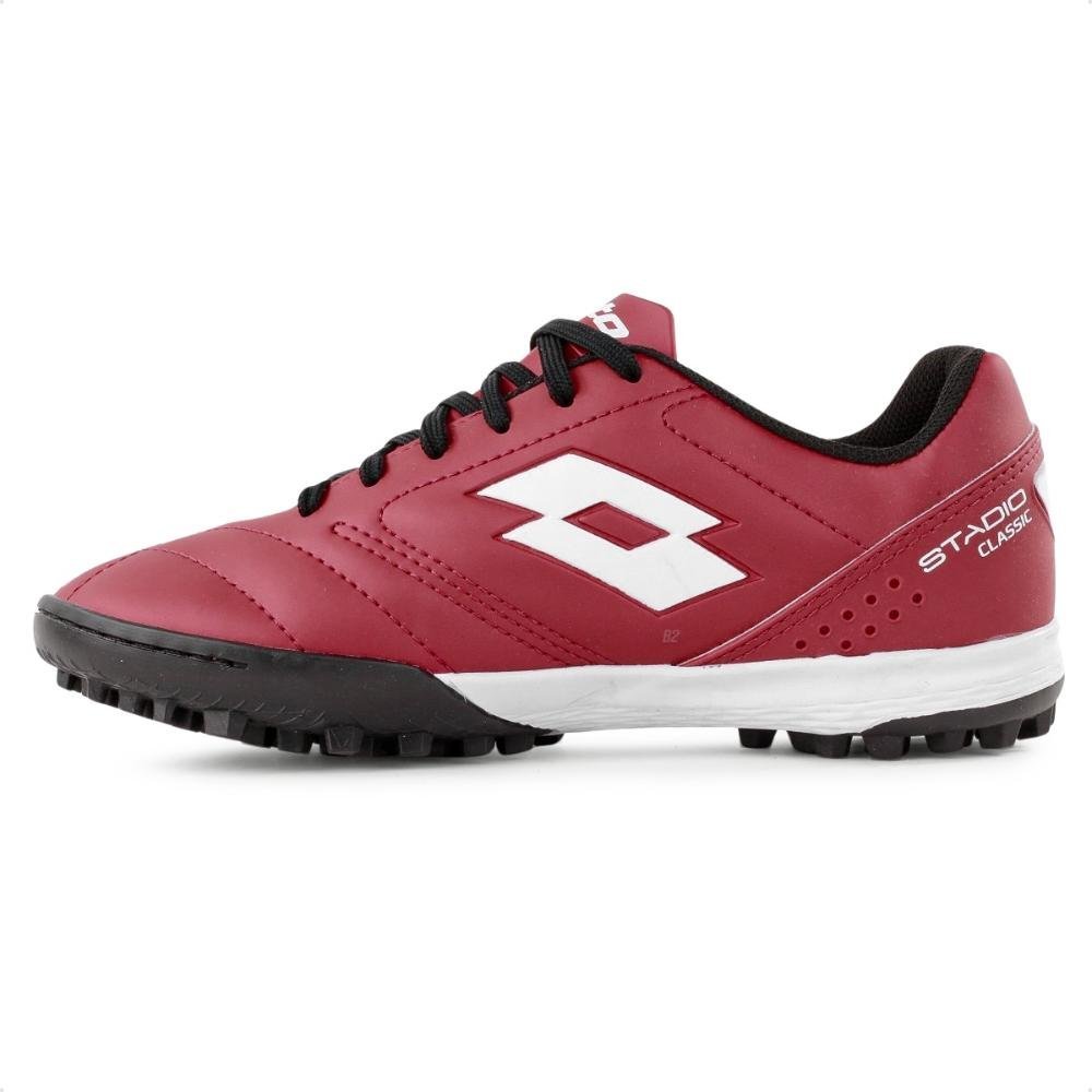 Chuteira Society Lotto Stadio Classic B700 Masculina Vinho/Branco 2