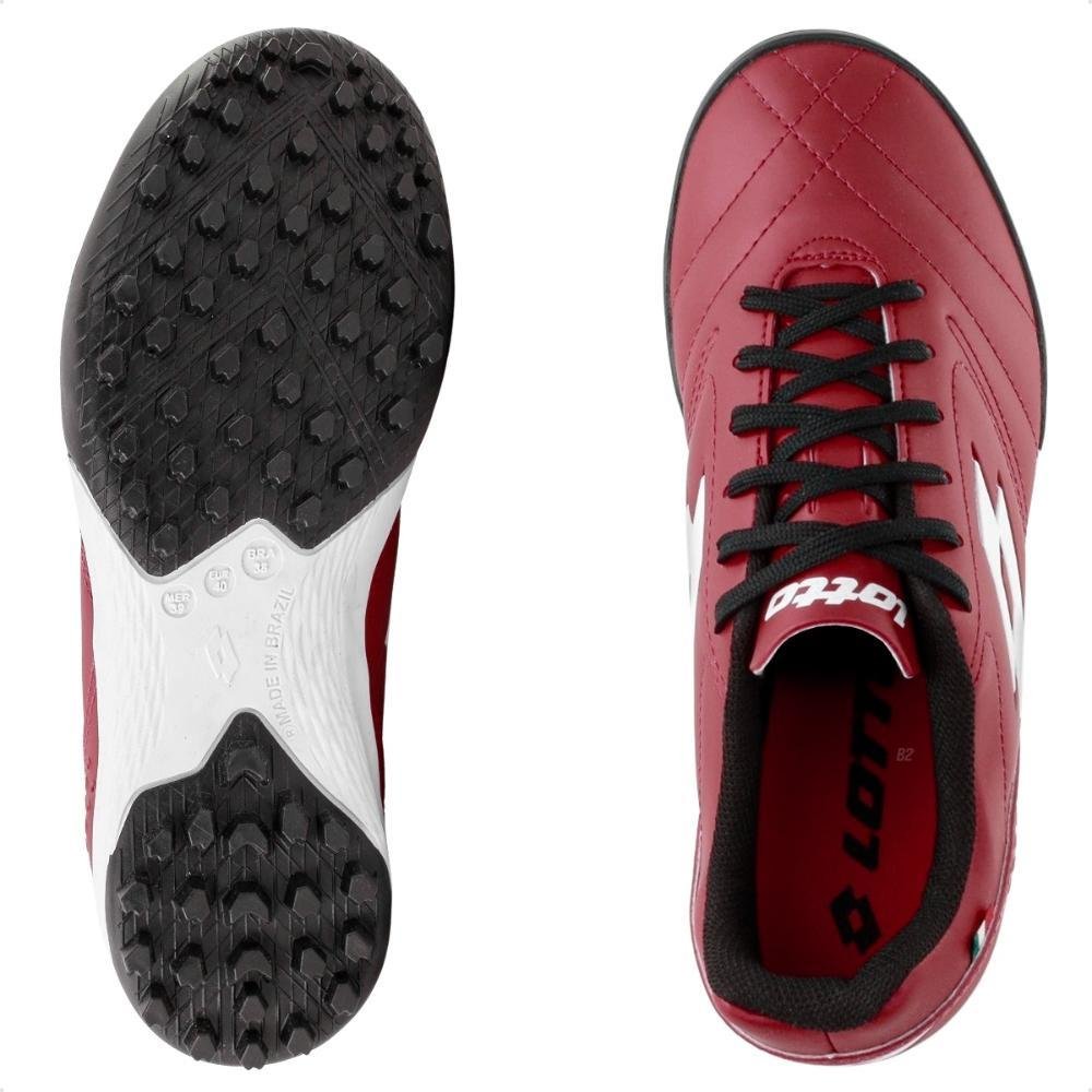 Chuteira Society Lotto Stadio Classic B700 Masculina Vinho/Branco 6