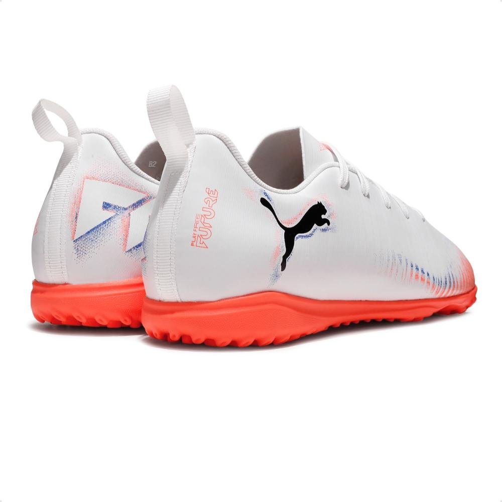 Chuteira Society Puma Future 8 Play TT Juvenil Branco/Coral 5