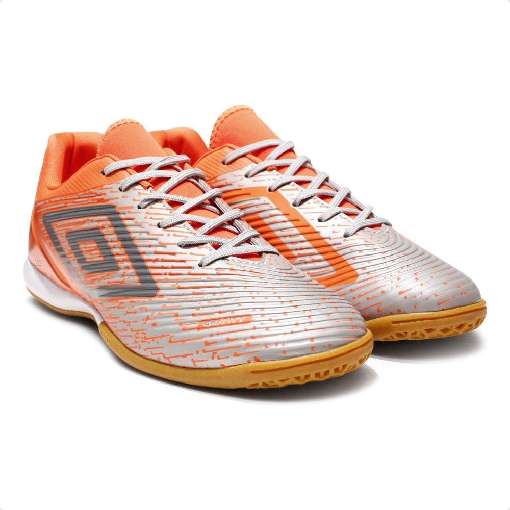 Chuteira Futsal Umbro Gravity Masculino Cinza/Laranja 3