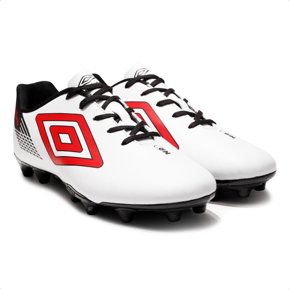 Chuteira Campo Umbro On Masculino  Branco/Vermelho 3