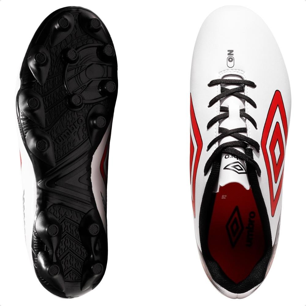 Chuteira Campo Umbro On Masculino  Branco/Vermelho 6