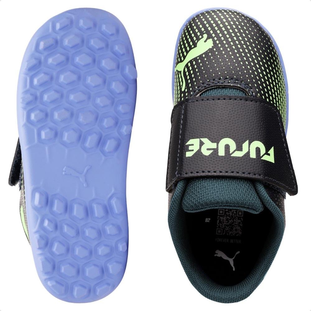 Chuteira Society Puma Future 7 Play TT V Infantil Preto/Verde/Azul 6