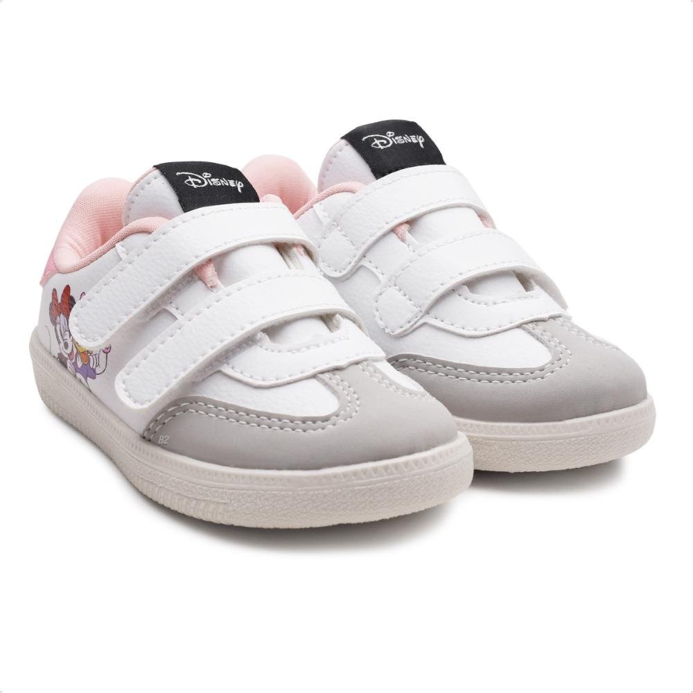 Tênis Disney Casual Minnie Infantil Sem Cadarço Branco/Rosa 3