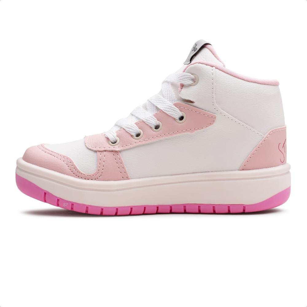 Tênis Disney Casual Stitch Juvenil Cano Alto Branco/Rosa 2