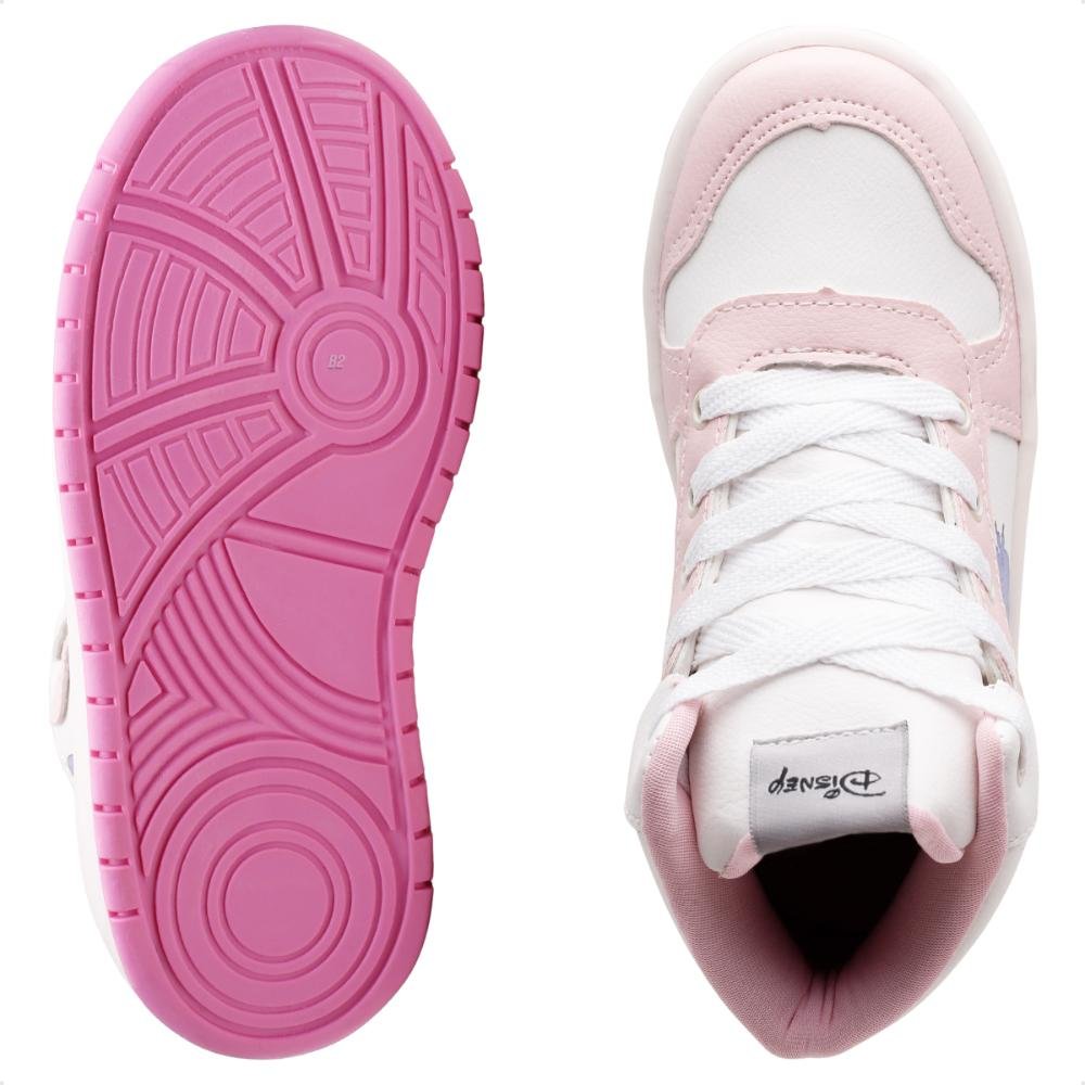 Tênis Disney Casual Stitch Juvenil Cano Alto Branco/Rosa 5
