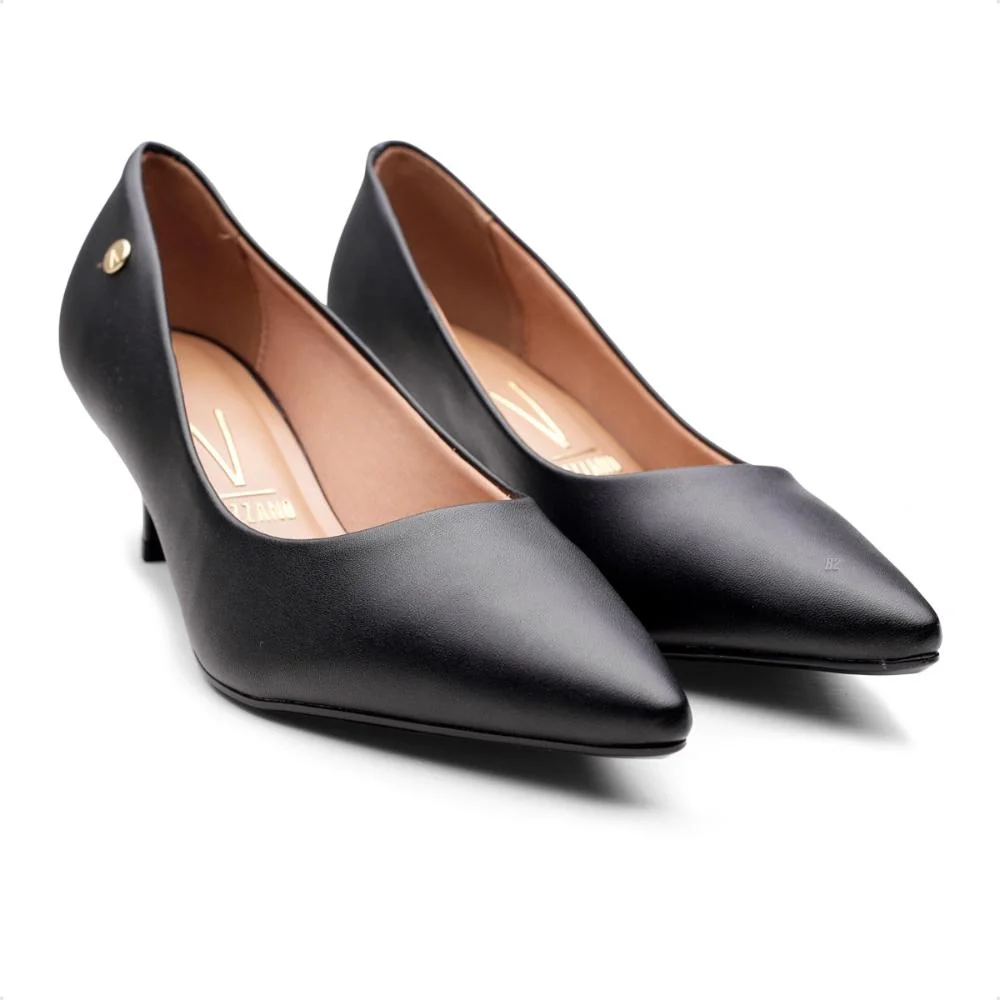 Scarpin Vizzano Bico Fino Salto Baixo Feminino Preto 3