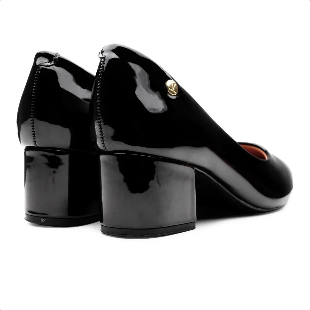 Scarpin Vizzano Salto Médio Bico Fino Verniz Preto 5