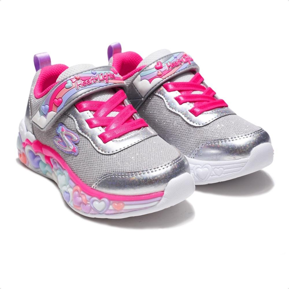 Tênis Skechers Eternal Heart Lights Infantil Prata/Rosa 5