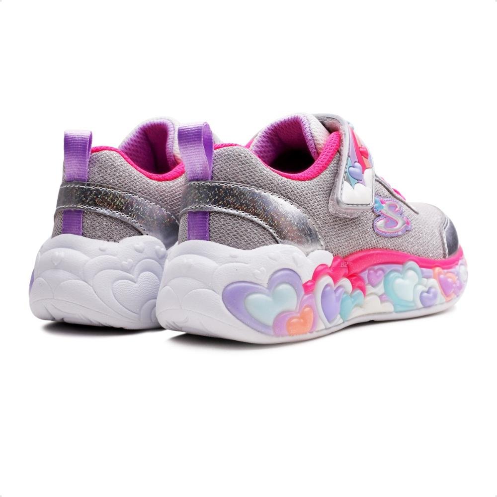 Tênis Skechers Eternal Heart Lights Infantil Prata/Rosa 6