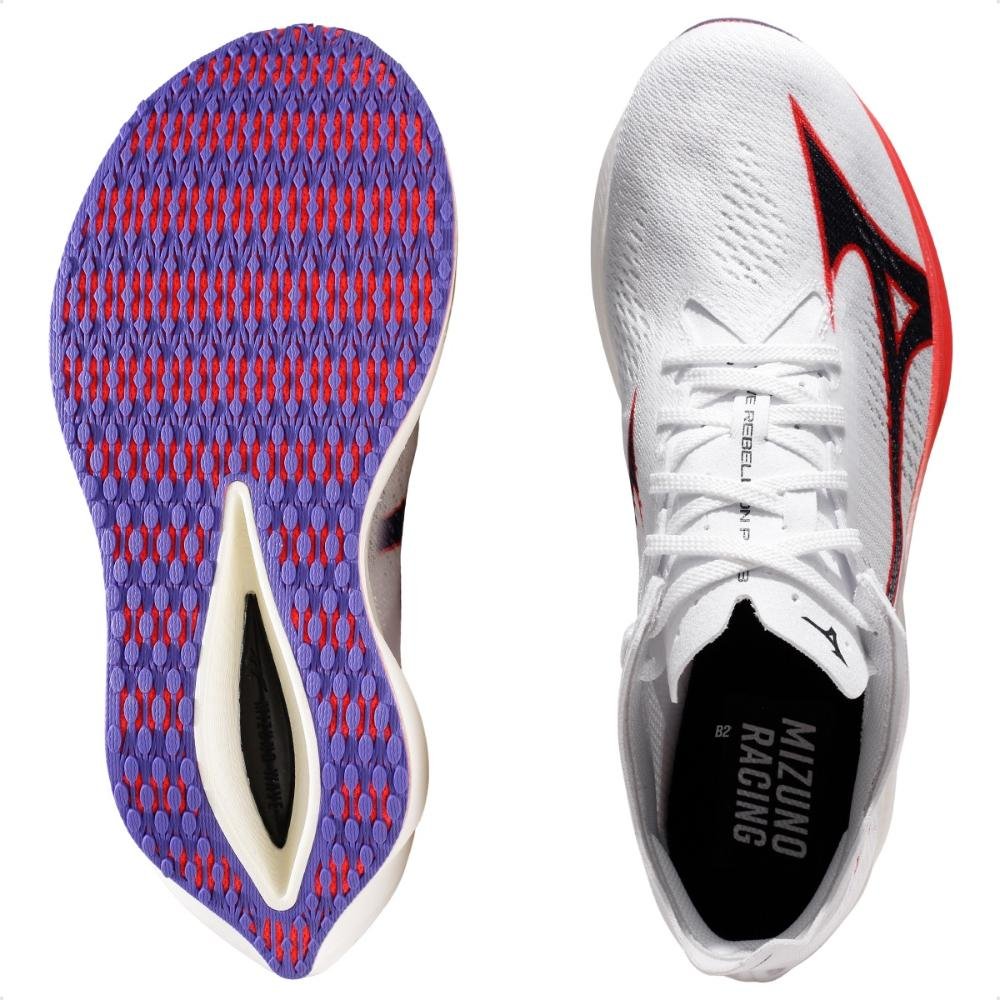 Tênis Mizuno Wave Rebellion Pro 3 Masculino Branco/Vermelho 6