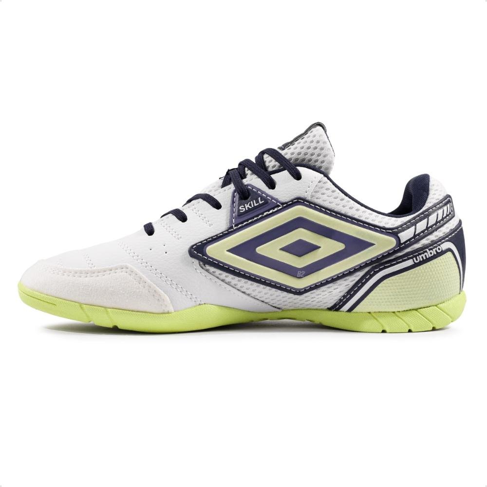 Chuteira Futsal Umbro Skill Masculina  Branco/Verde 2