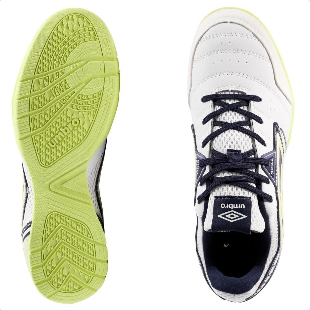Chuteira Futsal Umbro Skill Masculina  Branco/Verde 6