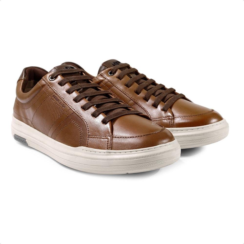 Sapatênis Democrata Couro Casual Masculino Marrom 3