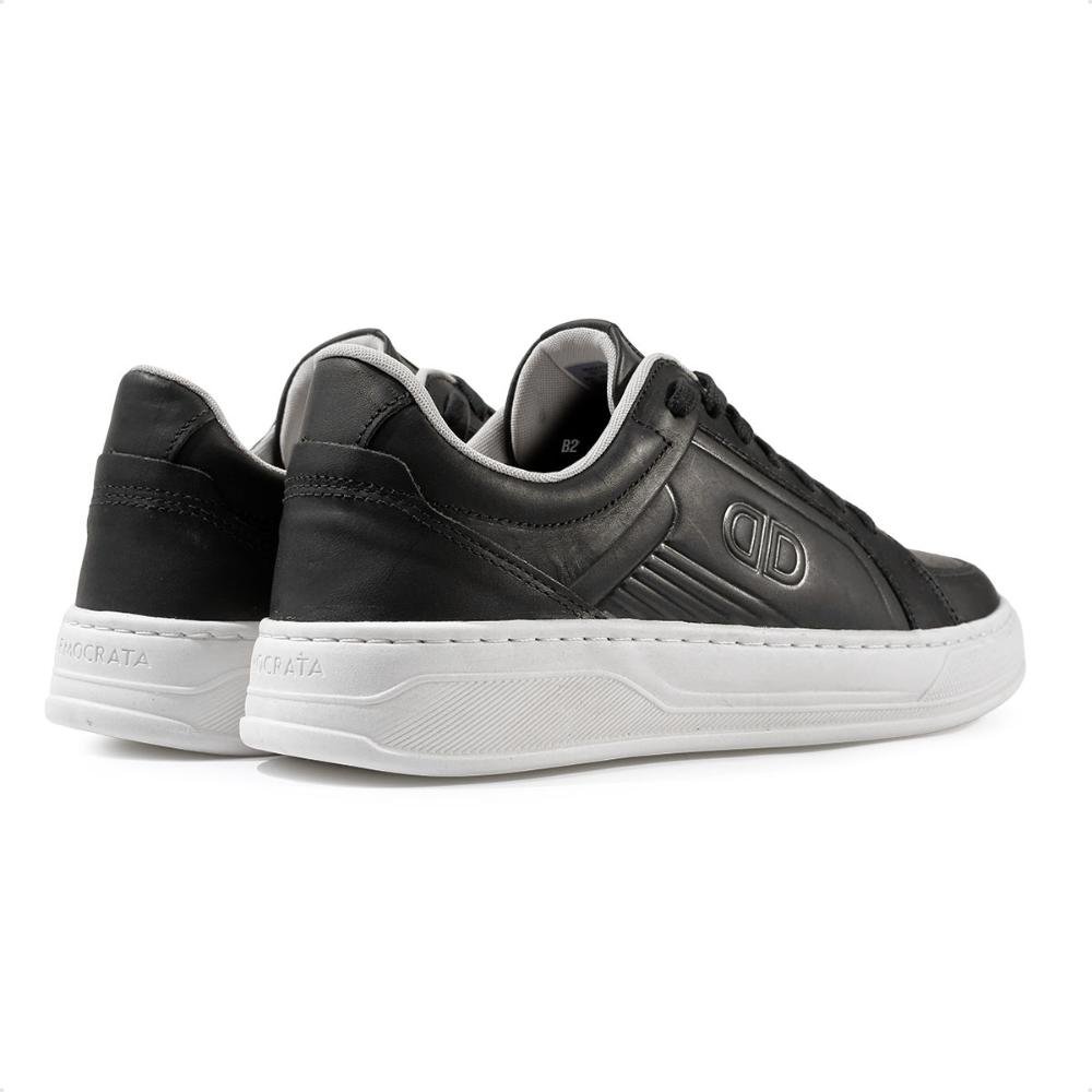 Sapatênis Democrata Couro Casual Masculino Preto/Branco 3