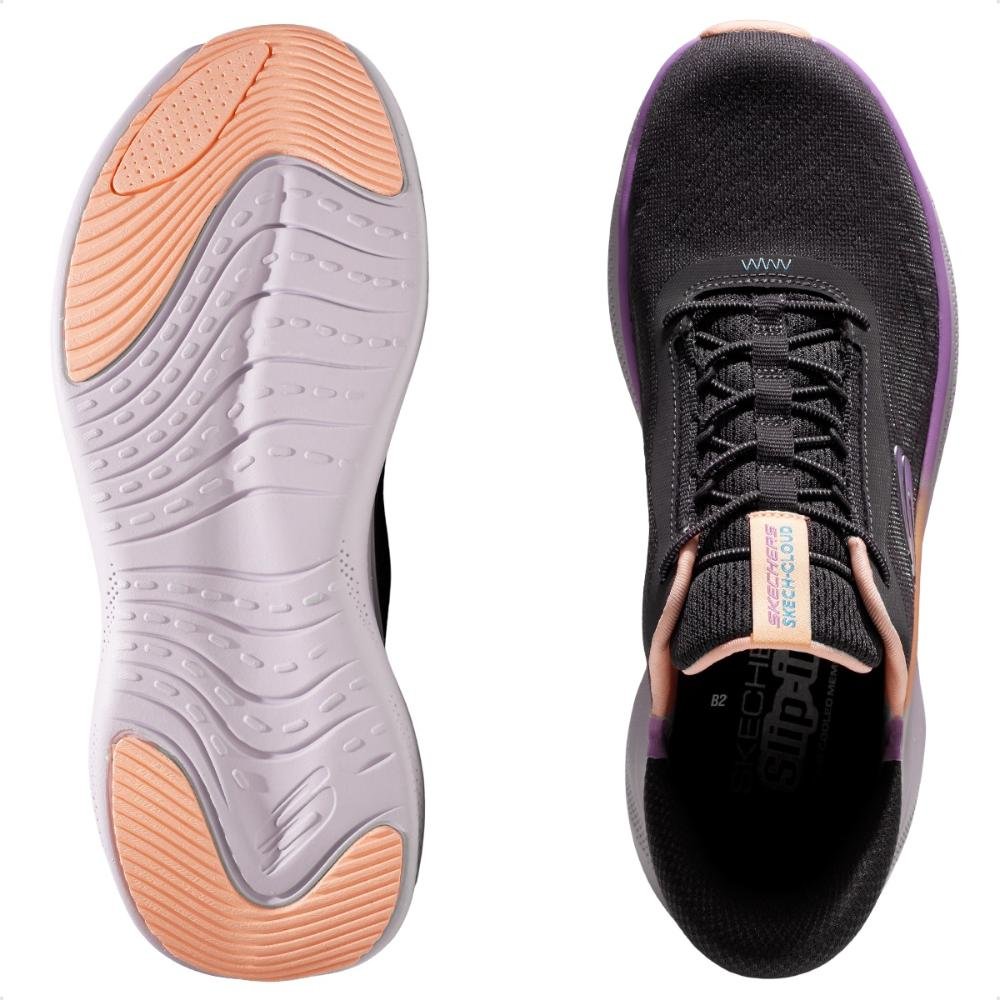Tênis Skechers Cloud Perfectly Plush Feminino Grafite/Lilás 6
