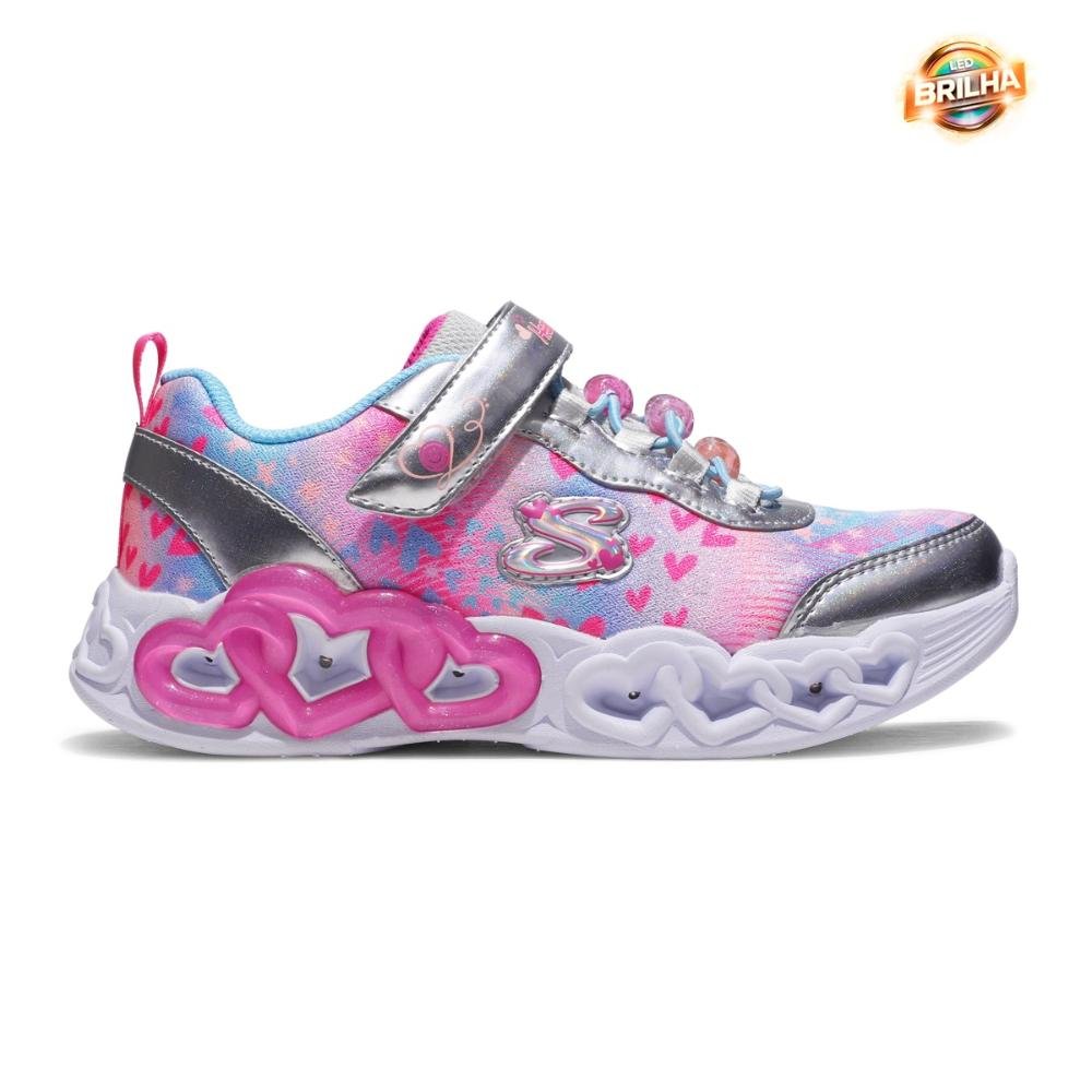 Tênis Skechers Eternal Heart Lights Infantil Rosa/Prata 2