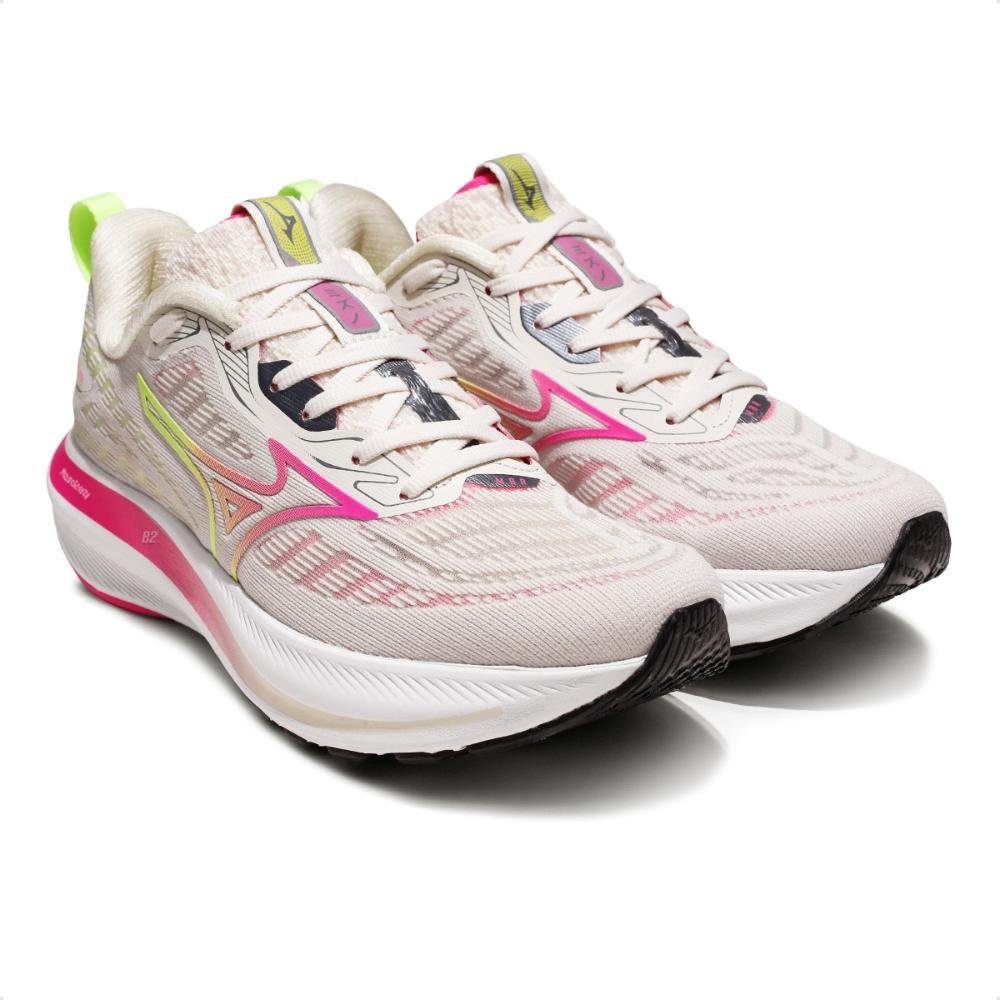 Tênis Mizuno Base Ride Feminino Bege/Rosa 3