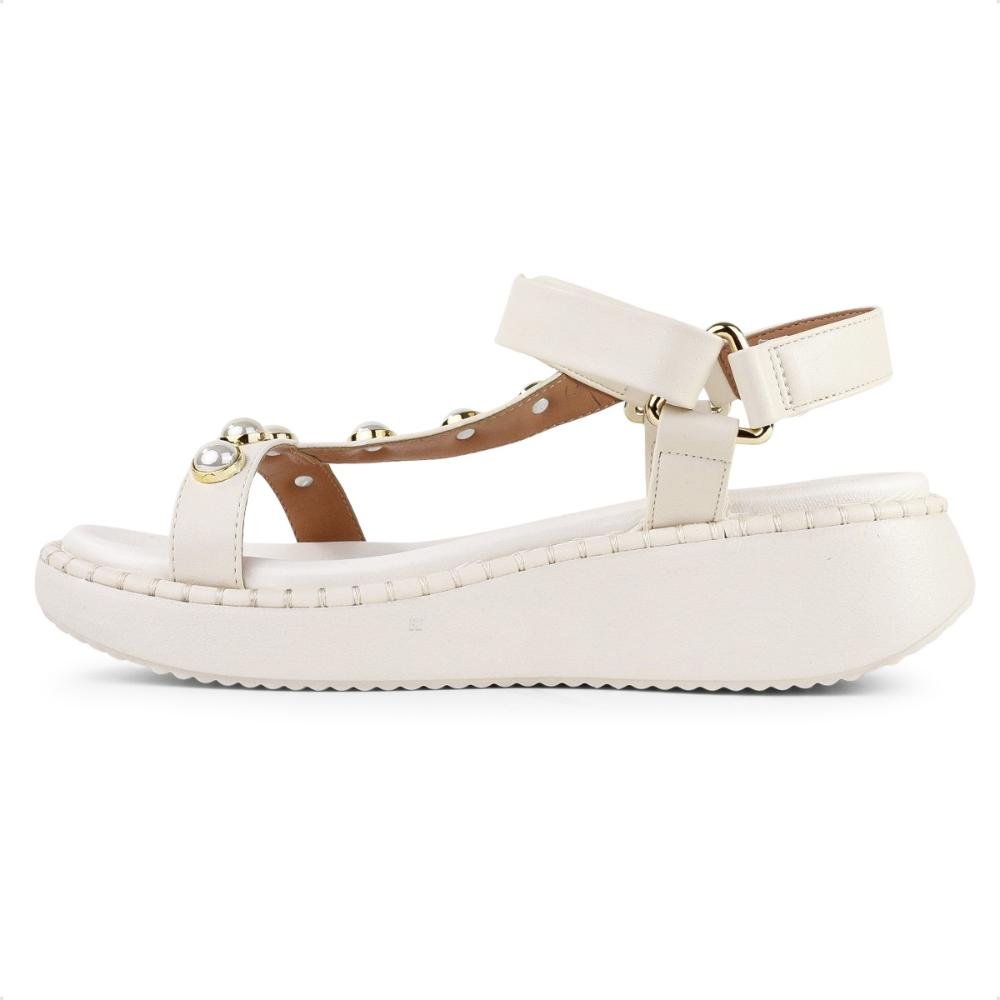 Sandália Vizzano Plataforma Tiras Feminina Off White/Dourado 2