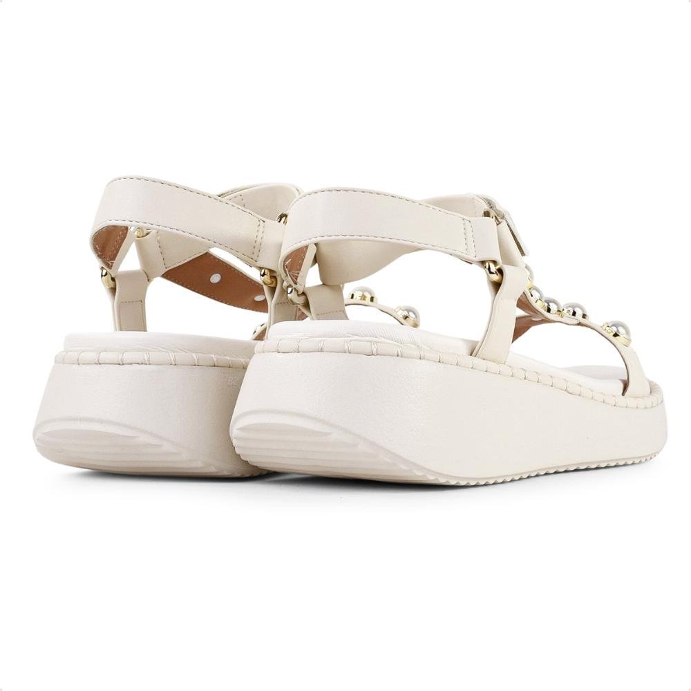 Sandália Vizzano Plataforma Tiras Feminina Off White/Dourado 5