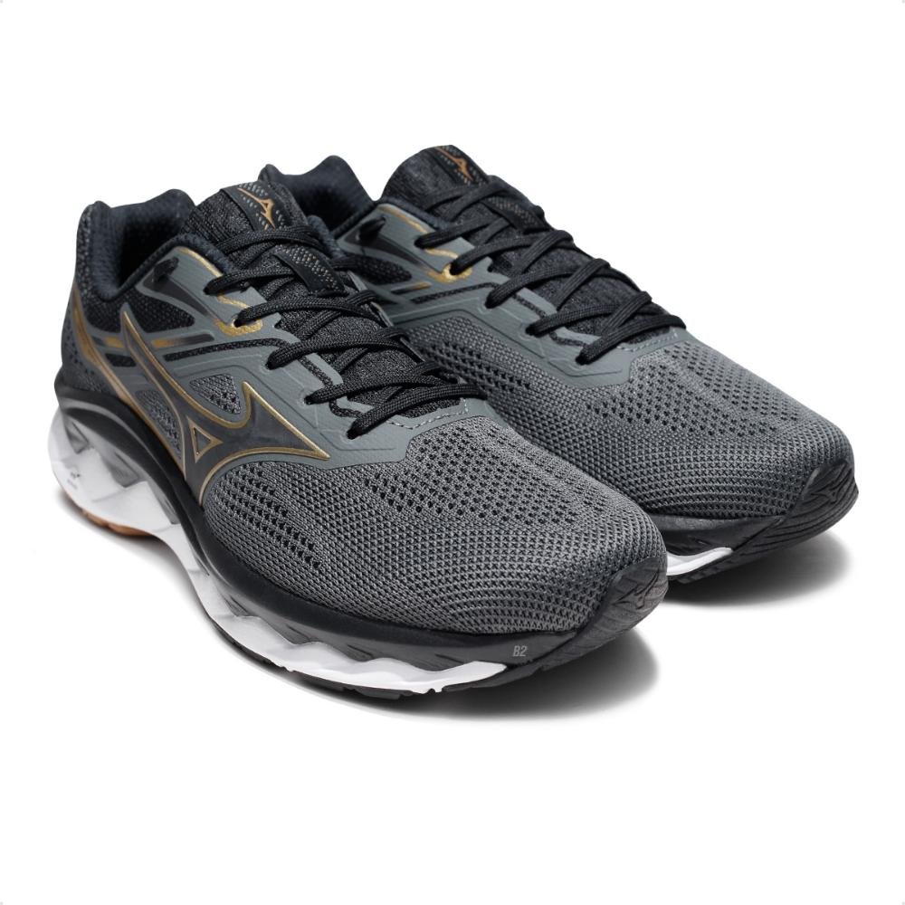 Tênis Mizuno Wave Way 5 Masculino Chumbo/Dourado 3