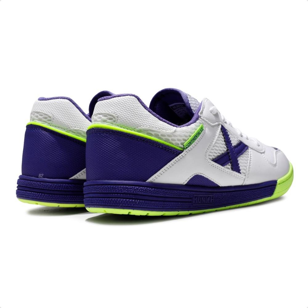 Chuteira Futsal Munich Continental V2 Masculina Branco/Roxo 5