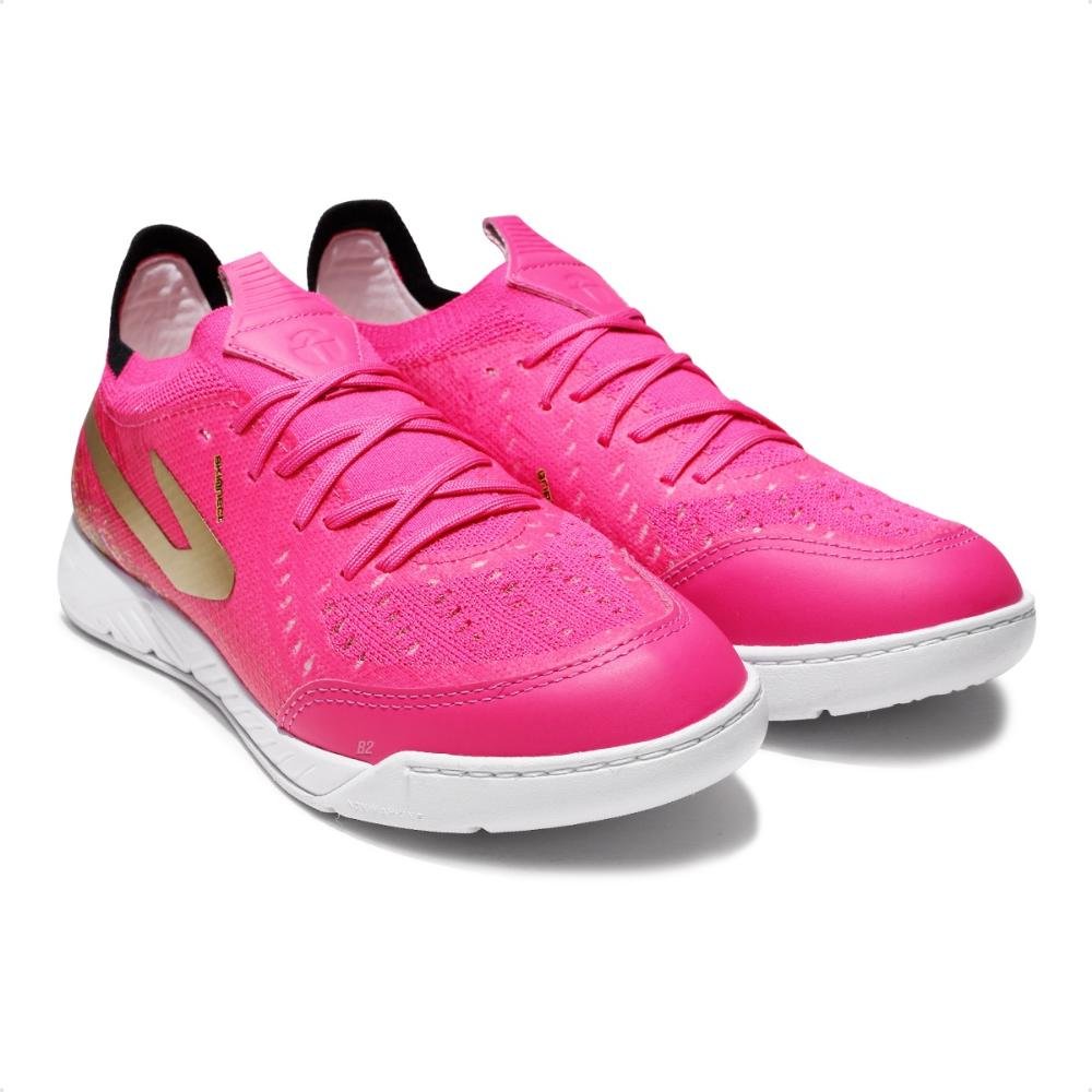 Chuteira Futsal Topper Dominator Fuse II Keeper Masculina Rosa/Dourado 3