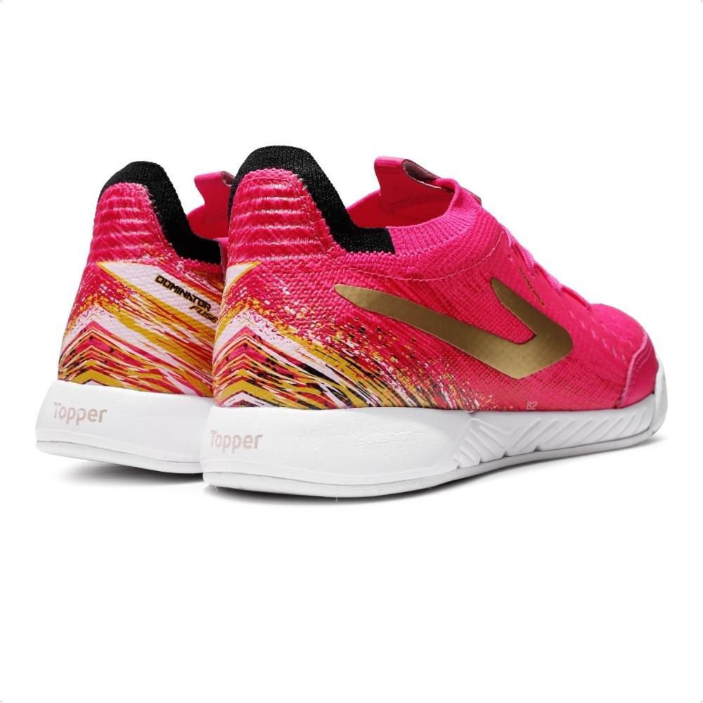 Chuteira Futsal Topper Dominator Fuse II Keeper Masculina Rosa/Dourado 5