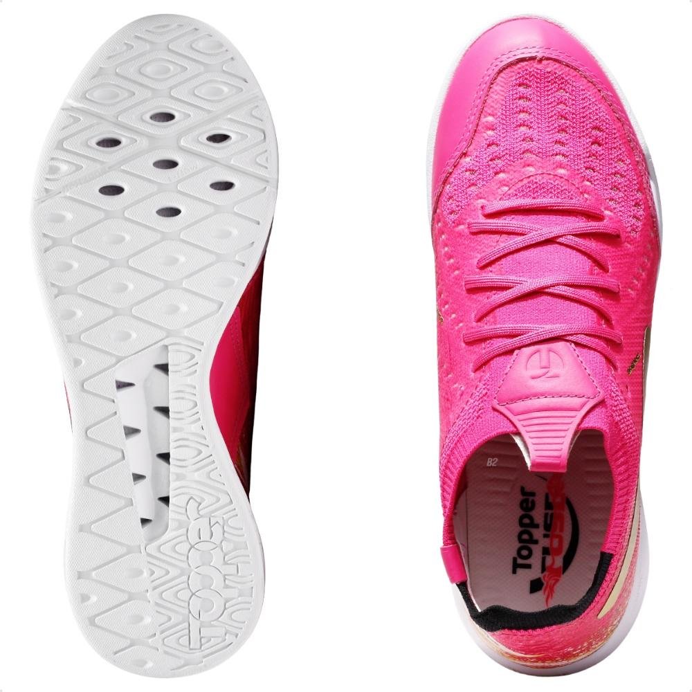 Chuteira Futsal Topper Dominator Fuse II Keeper Masculina Rosa/Dourado 6