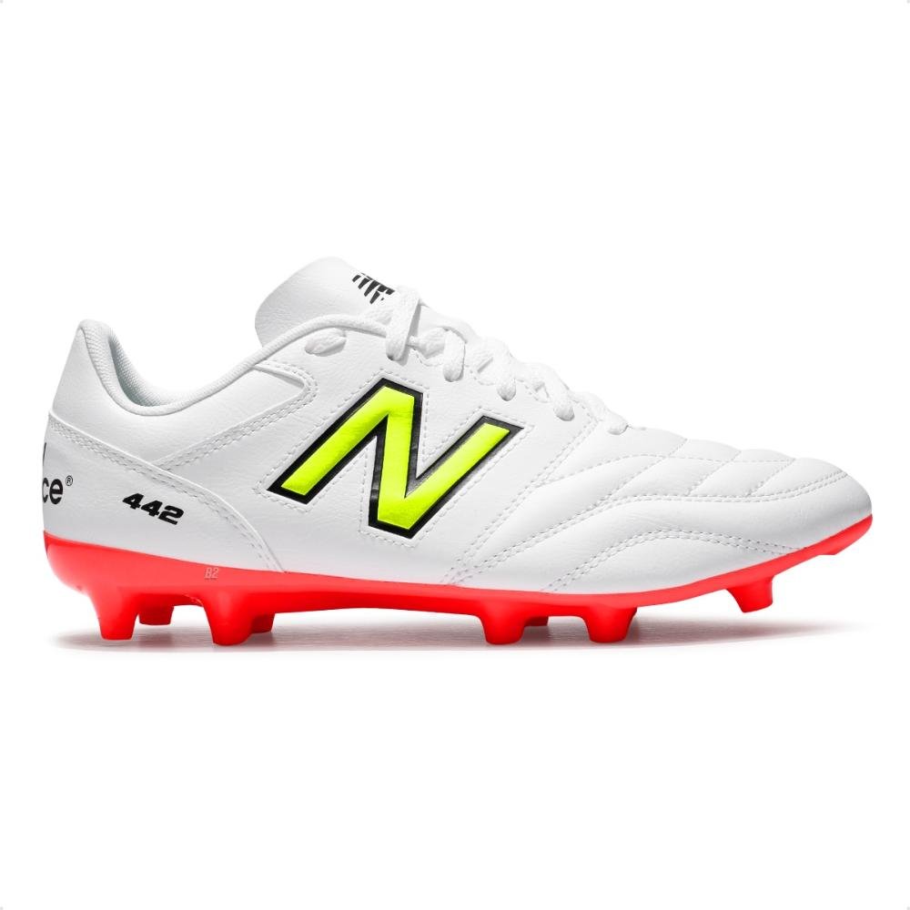 Chuteira Campo New Balance 442 V2 Academy Fg Masculina Branco/Coral