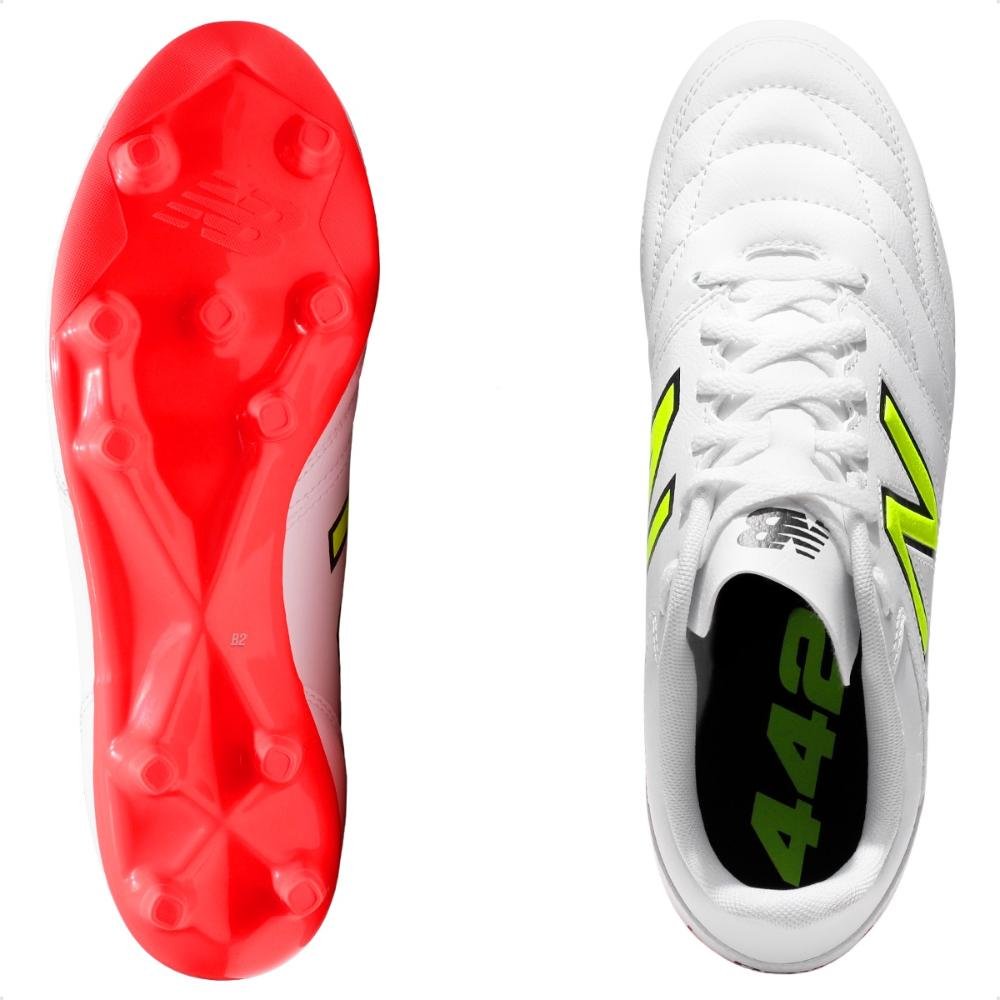 Chuteira Campo New Balance 442 V2 Academy Fg Masculina Branco/Coral
