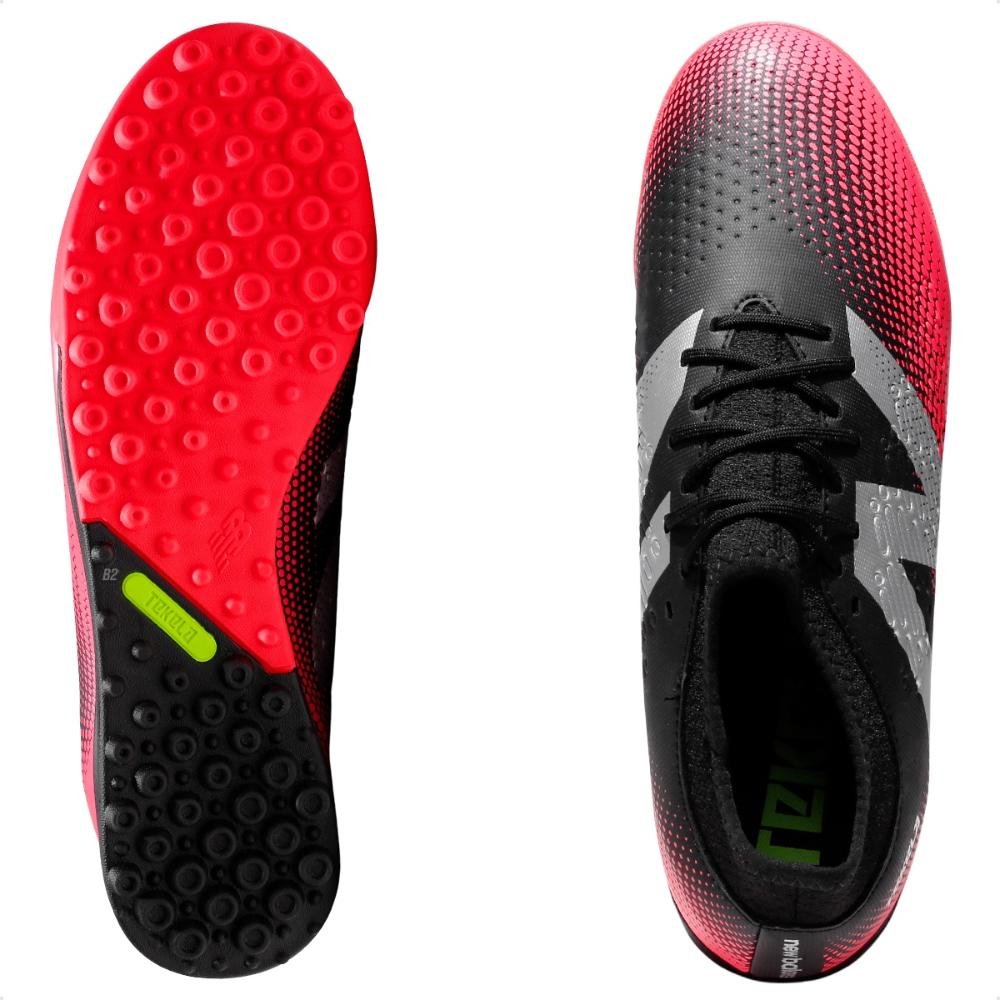 Chuteira Society New Balance Tekela Magique Tf V4+ Unissex Preto/Coral 6